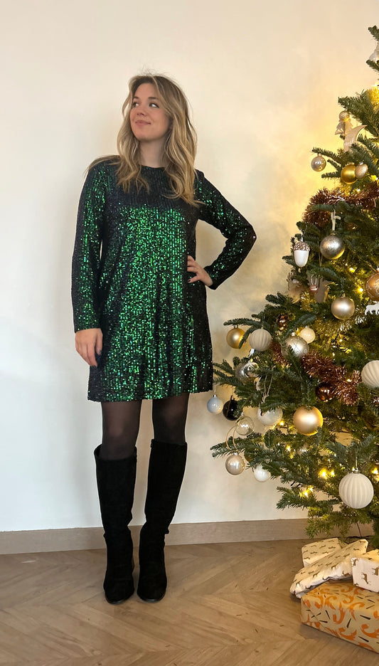 New York green sequin dress