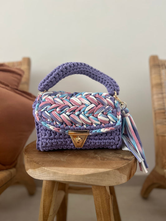 Sac à main crochet Faro rose/mauve/bleu