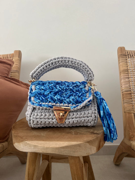 Sac à main crochet Faro bleu/gris