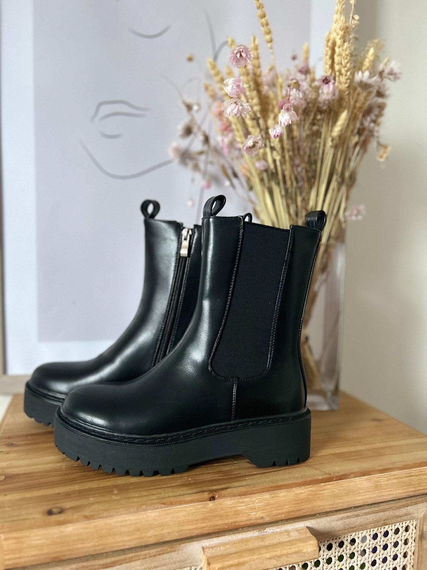 Bottines noires simili cuir Zurich