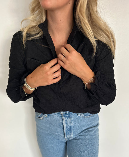 Black Odessa embroidery shirt