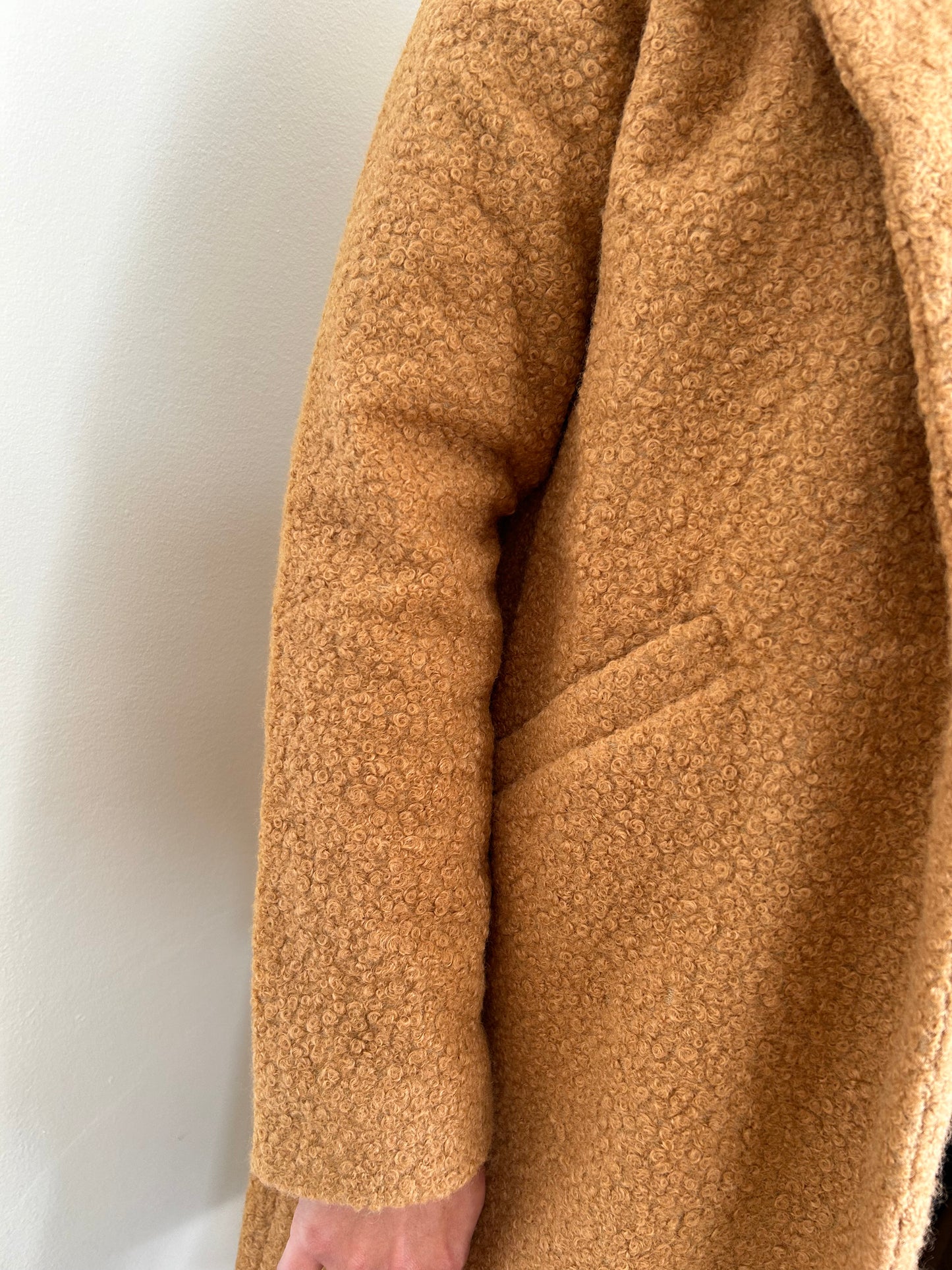 Long camel curled coat