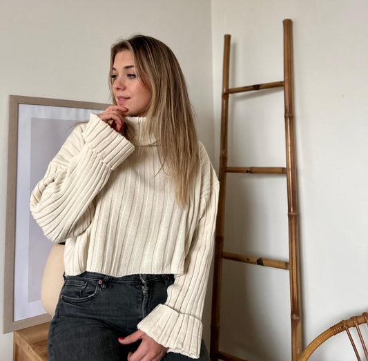 Beige Boston turtleneck sweater