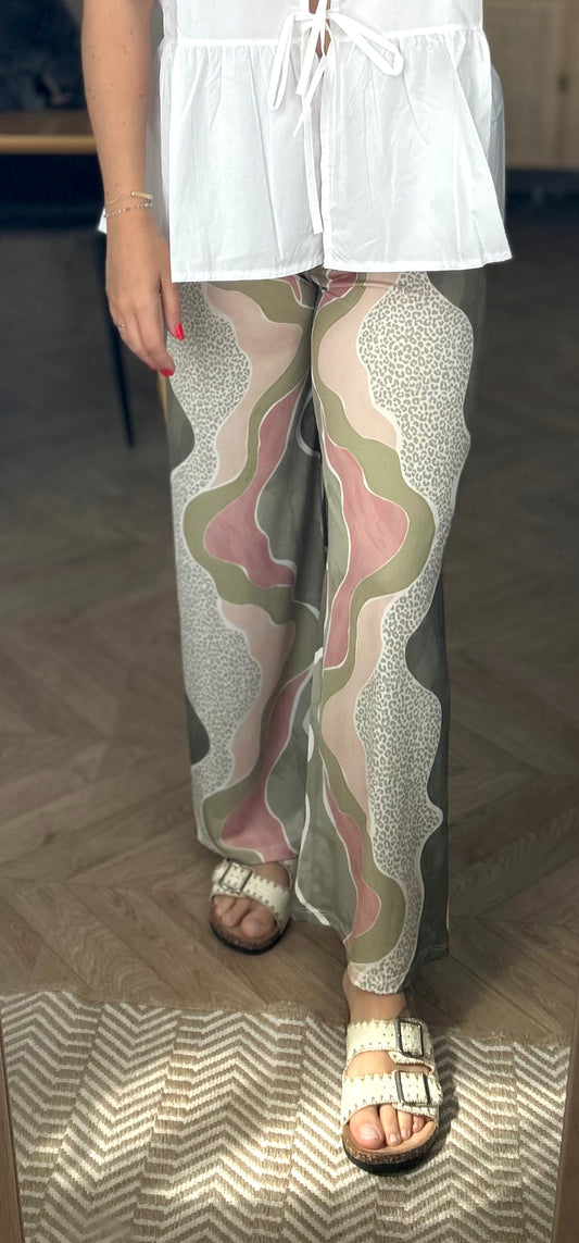 Pantalon à motifs vert/rose Miami