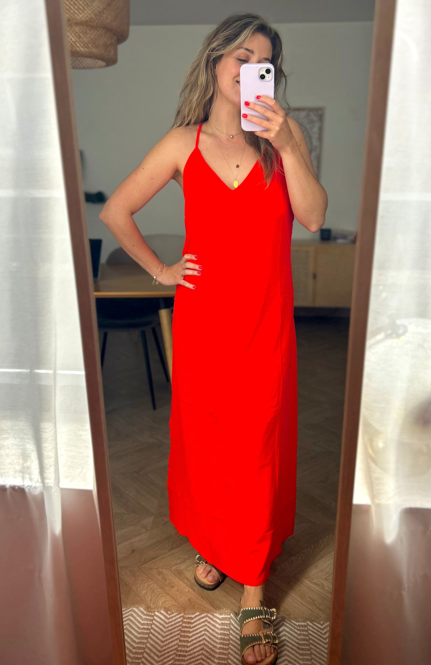 Robe longue rouge Ibiza