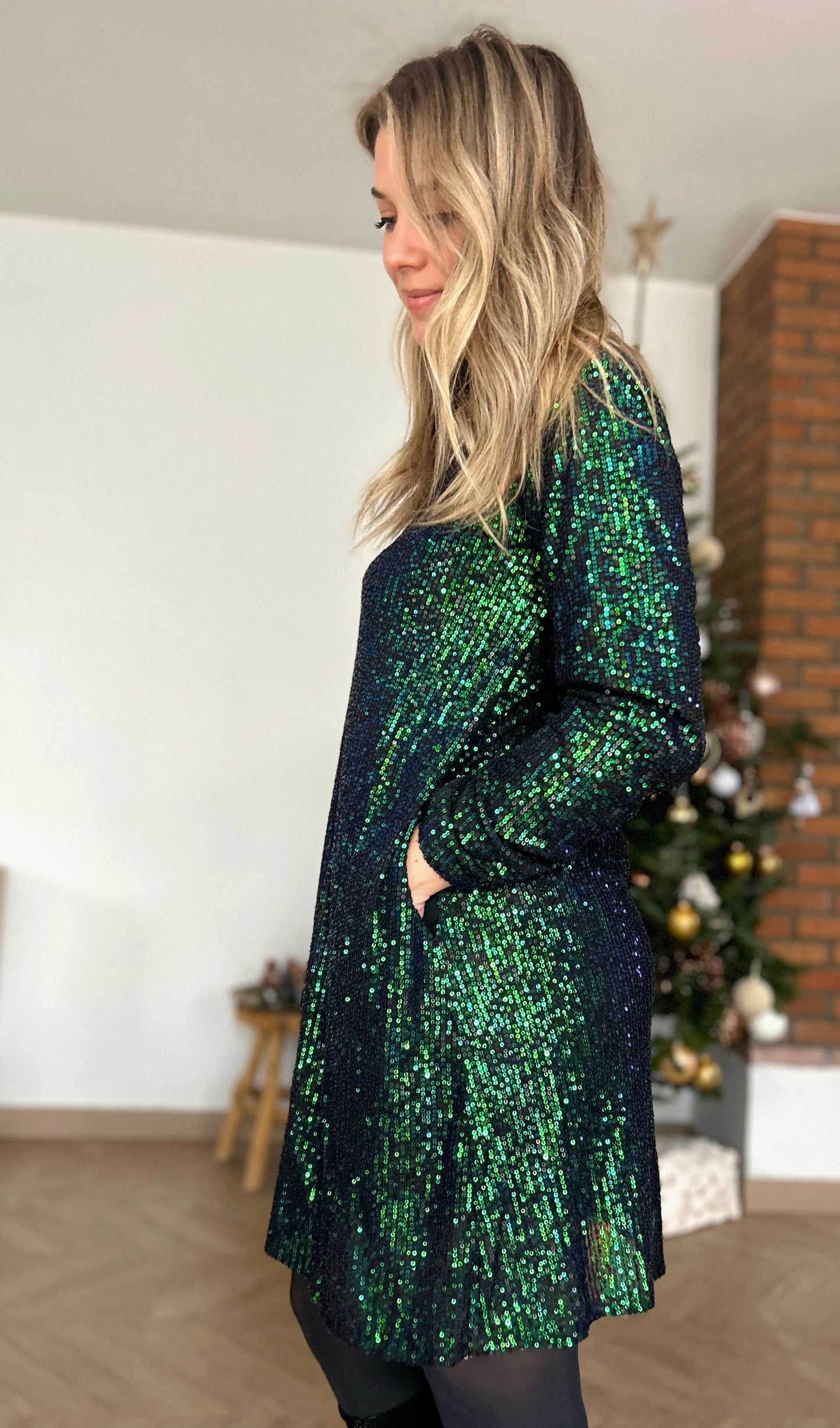 New York green sequin dress