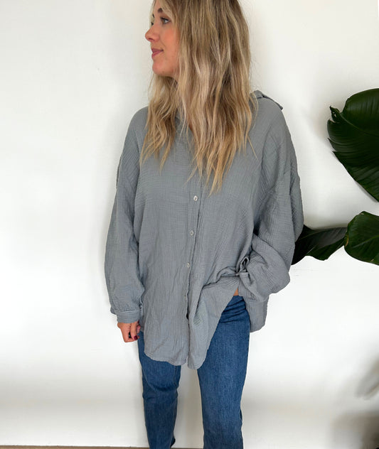 Lagos gray cotton gauze shirt