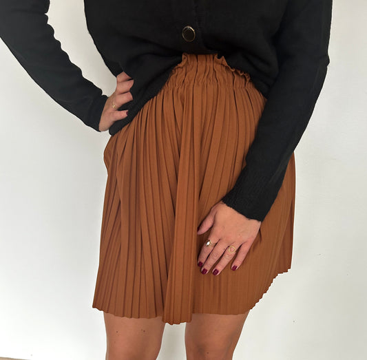 Sophia camel pleated skirts